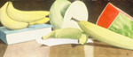 13, Plantains on tabletop, 13 x 30 wc 1991. Not available.