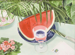 69, Glass of Water With Watermelon, 23x30 1991 wc. Please inquire.